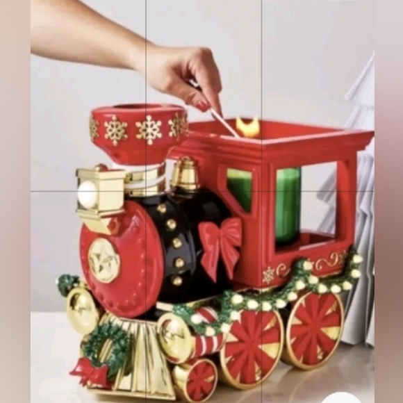 Large Christmas Train Luminary BBW 3-wick Candle Holder HTF Limited Edition 💚